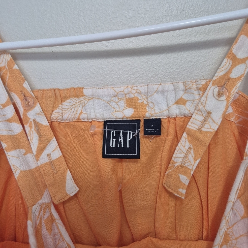 GAP Women's Resortwear Beach Orange Floral Maxi Dress Size 2 - Picture 5 of 7